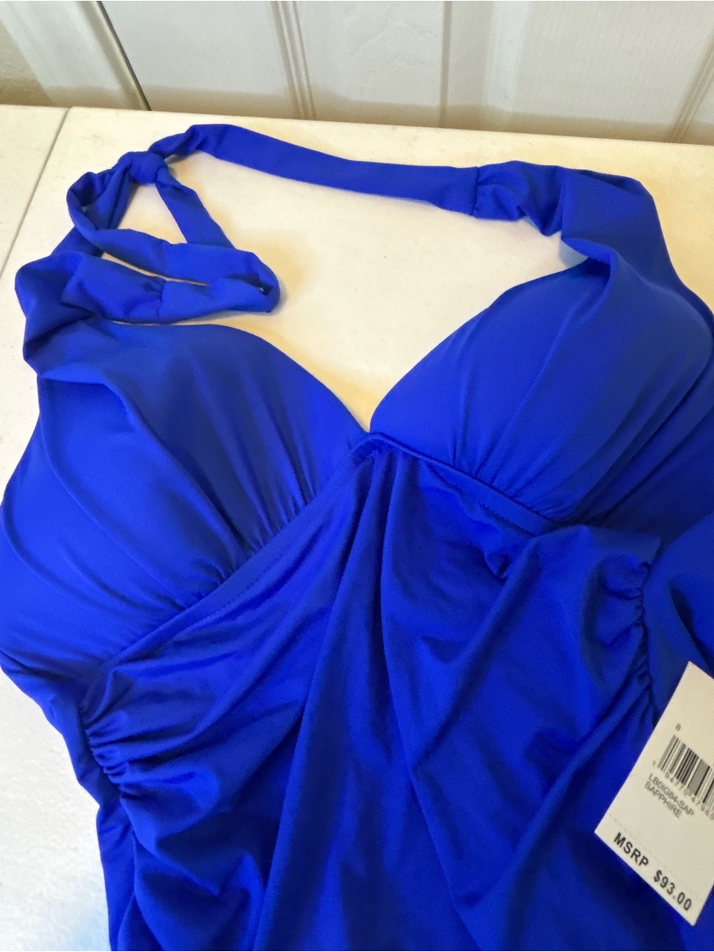 La Blanca Royal Blue Halter Tankini Top Swimsuit SPF 50 - Picture 4 of 6
